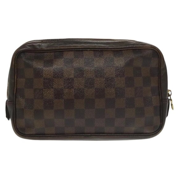 LOUIS VUITTON Damier Ebene Trousse Toilette 25 Clutch Bag N47624 LV Auth 102082 - Picture 1 of 16